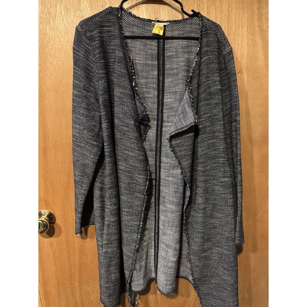 Eileen Fisher Soft Organic Cotton Tweed Coat Open Front Cardigan Size Large